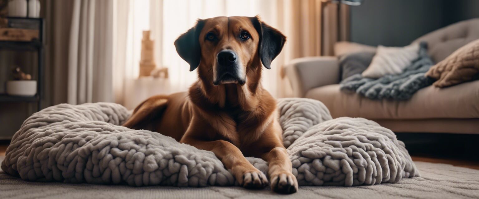 Senior dog on cozy dog bed