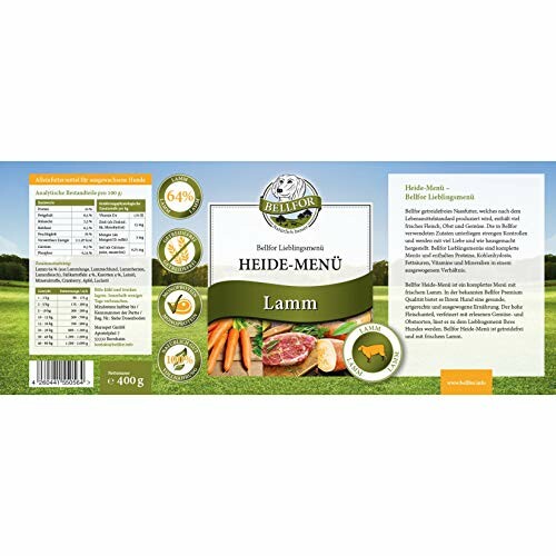 Belflor Heide-Menü lamb product label with nutritional information.