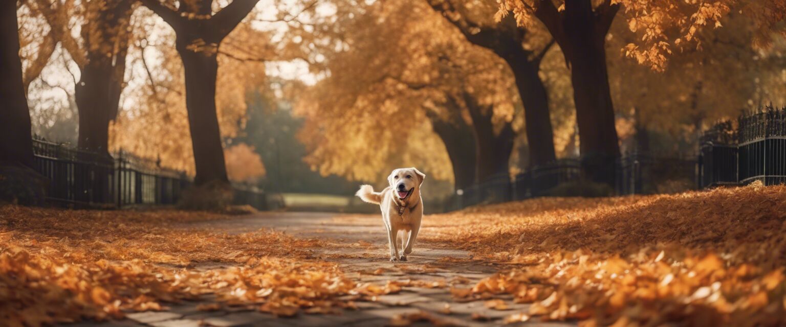 Senior dog walking in the park