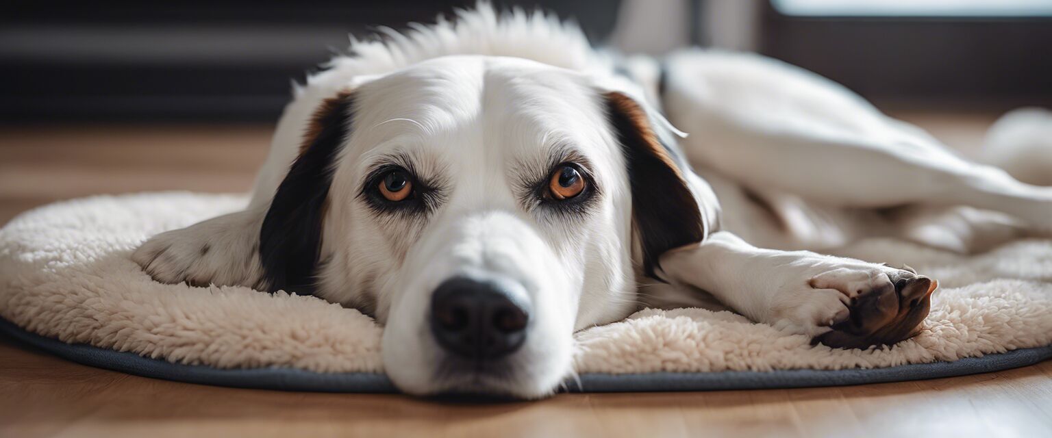 Orthopedic dog bed with a senior dog