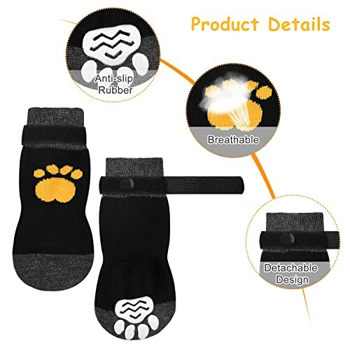 Pet socks with anti-slip rubber, breathable and detachable design.