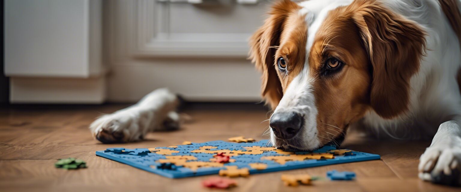 Senior dog with puzzle toy