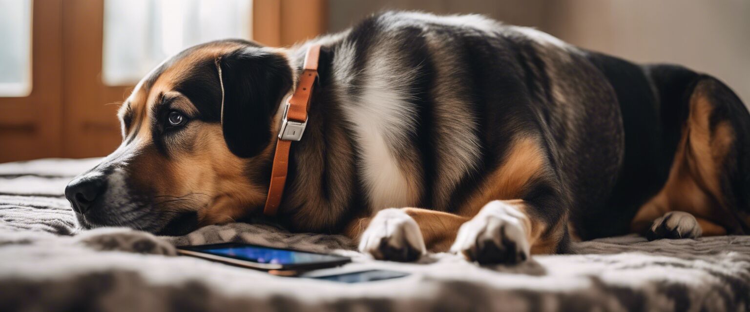 Senior dog using smart collar